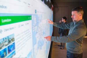 Leyard Multi Zone LED Touch Wall 2 men touching screen