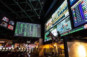 Westgate Sportsbook Las Vegas Horse with large screens displaying sports bets