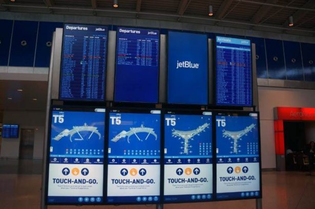 Multi screen display JFK Airport