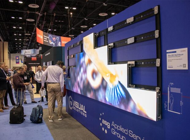 Consultants stopping by and viewing the Slim LED wall