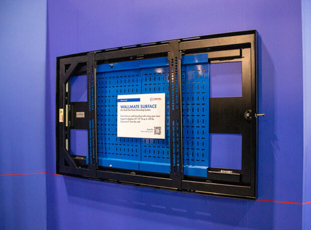 Solves for On-Wall mounting with swing open door. Supports displays 55