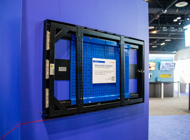 Solves for On-Wall mounting with swing open door. Supports displays 55