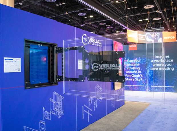 Solves for extension and pivot of display. Supports displays 65