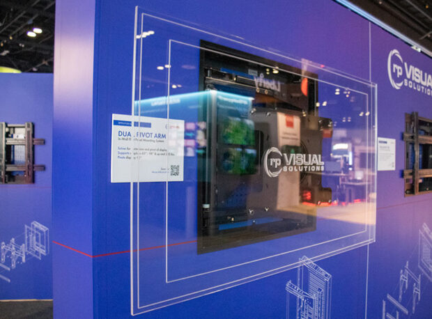 Solves for extension and pivot of display. Supports displays 65