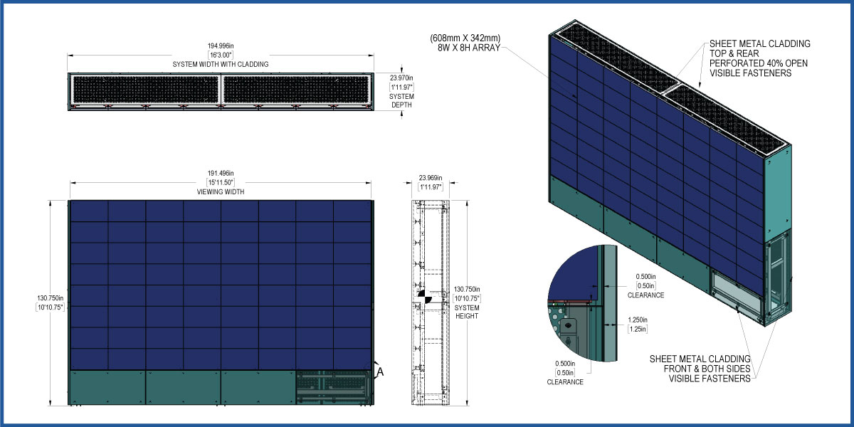 Concept drawing for custom floor to ceiling visual display