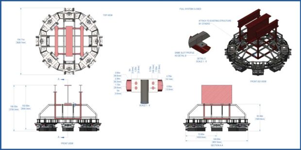 Blueprint concept of a 360 mounting solution for a lighting system