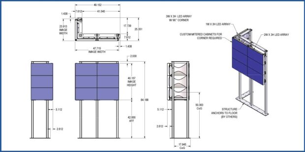 Drawing of LED 90 degree corner array