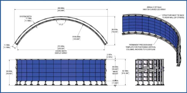 drawing of large curved LED array