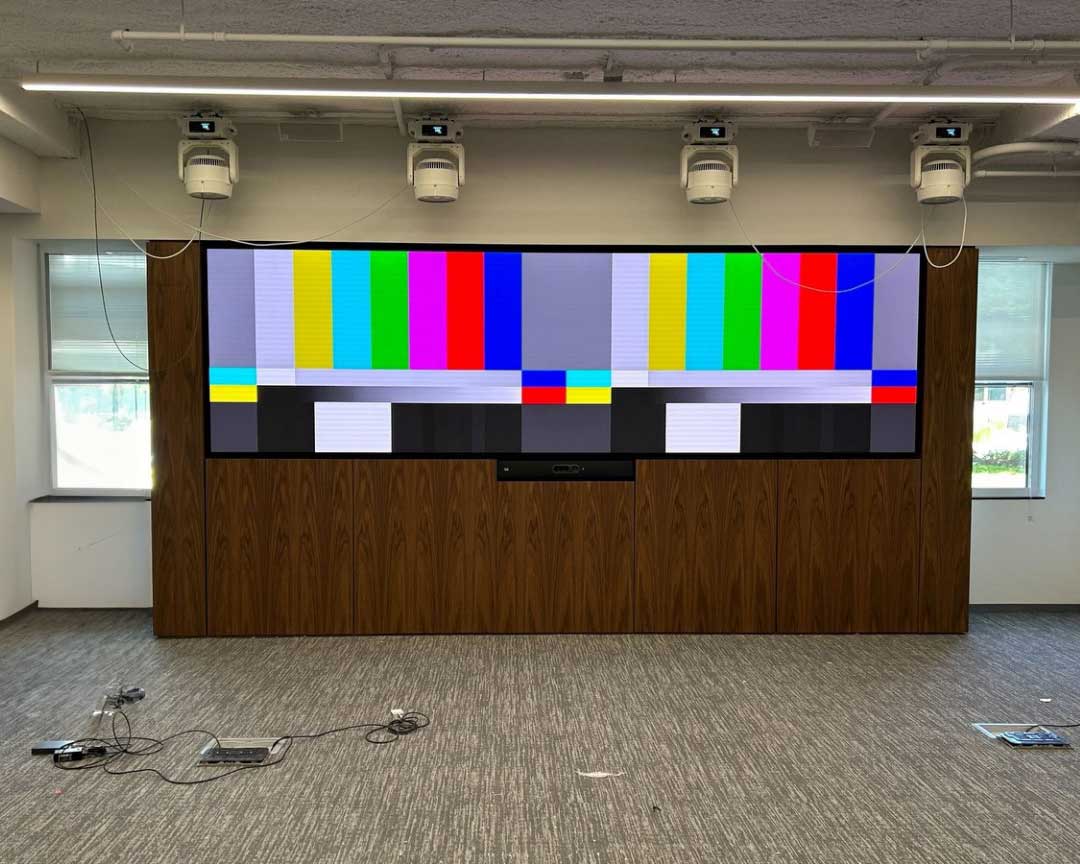 8x4 Floor-to-ceiling visual structure to hold 32 Front Service LEDs using RPV fixed mounts right after installation